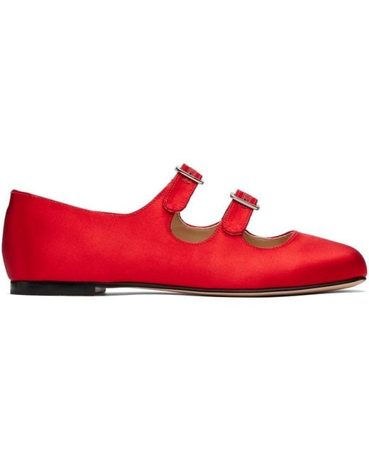 Sandy Liang Red Ssense Exclusive Mj Double Strap Ballerina Flats