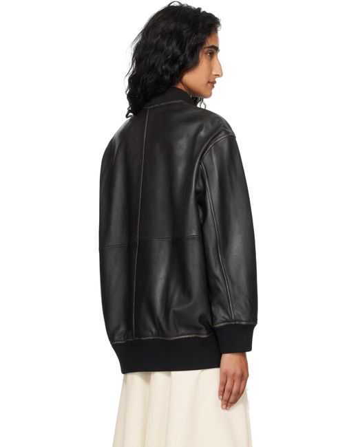 Weekend by Maxmara Black Tattico Leather Jacket