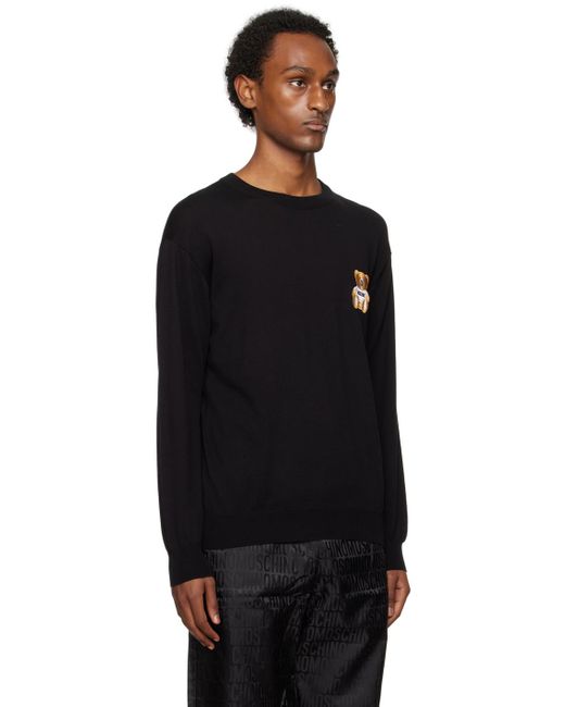 Moschino Black Teddy Patch Sweater for men