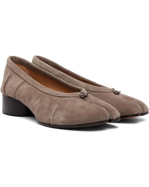 Maison Margiela Gray Taupe Tabi Ballerina H30 Suede Heels
