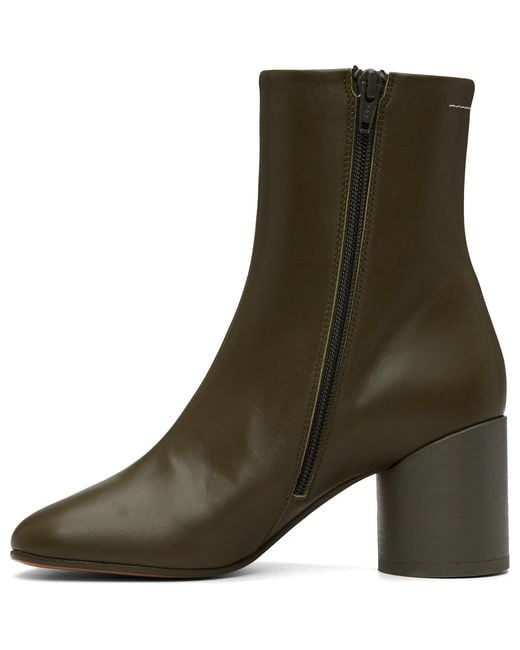 MM6 by Maison Margiela Green Khaki Anatomic Ankle Boots