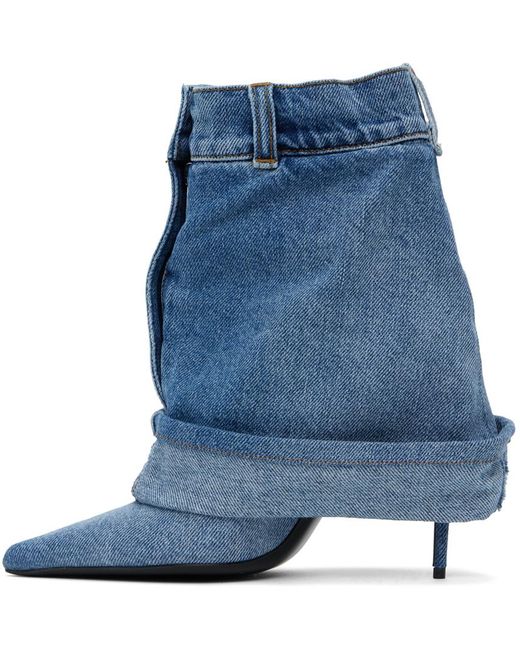 Dolce & Gabbana ブルー デニム パッチワーク ブーツ Blue