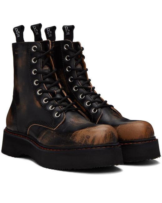 R13 Black Single Stack Boots for men