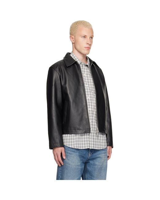 sunflower Black Short Leather Jacket for men