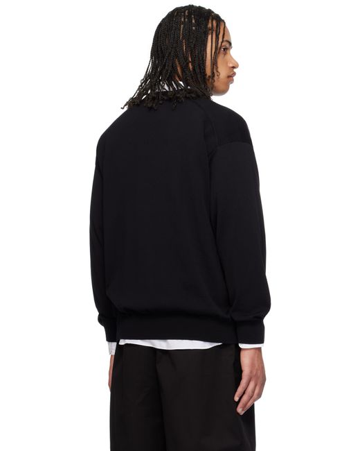 メンズ Comme des Garçons ブラック コットン Vネックカーディガン Black