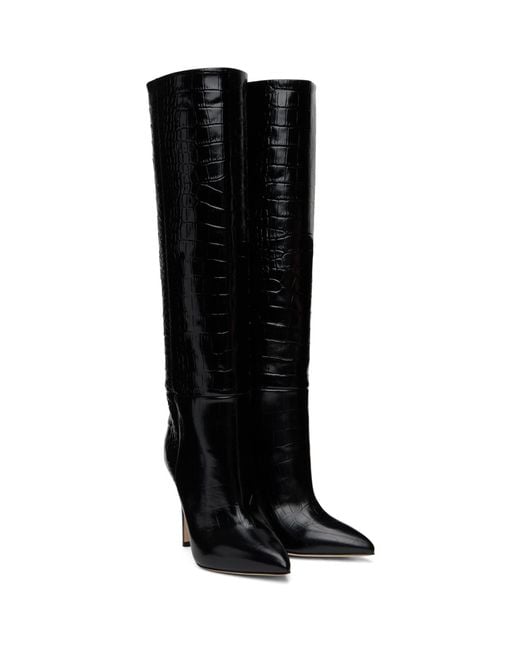 Paris Texas Black Croc Boots