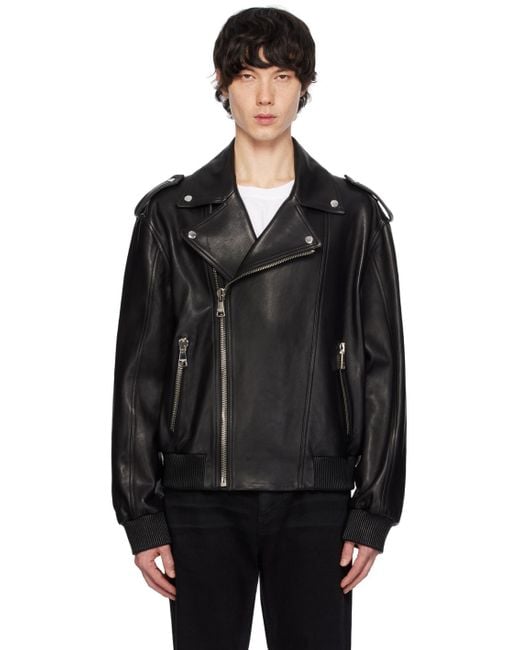 Balmain Leather Bomber Jacket in Black for Men | Lyst UK