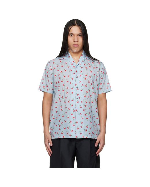 Jil Sander Blue Floral Print Shirt for men