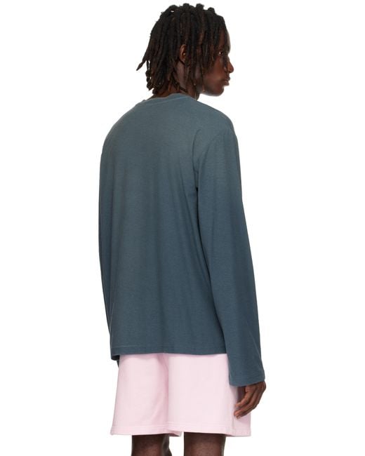 メンズ Acne ブルー ロゴ Tシャツ Black