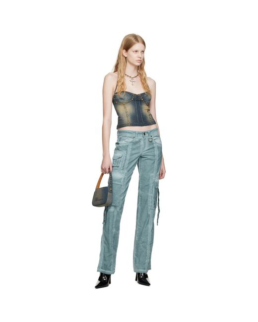 Blumarine Blue Eyelet Trousers