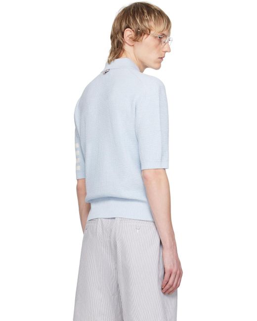 メンズ Thom Browne Thom E ブルー 4-bar ニットポロシャツ Multicolor