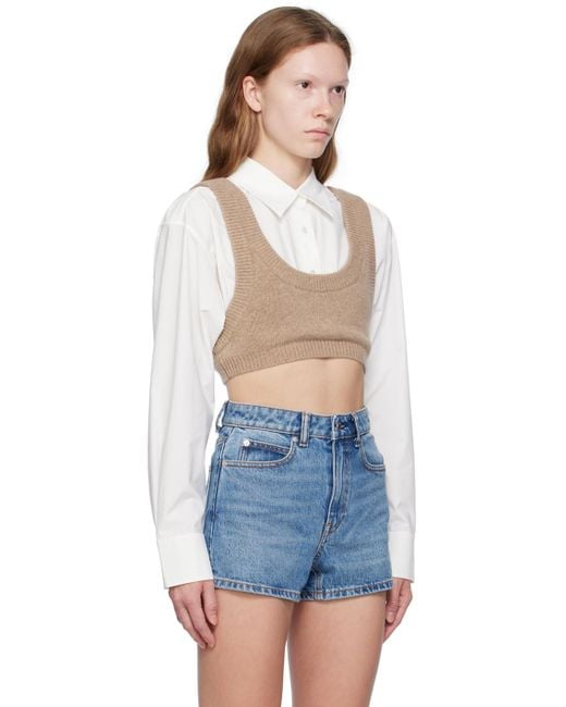 T By Alexander Wang Blue Beige Layered Camisole