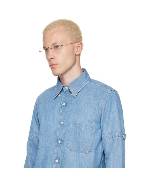 Thom Browne Metallic Titanium Rectangular Rimless Glasses for men