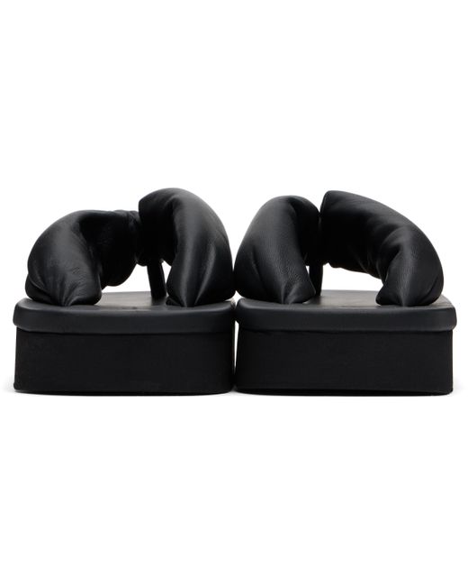 Tongs Noires En Cuir D'Agneau Aspect Peau De Pêche Rick Owens en coloris Black