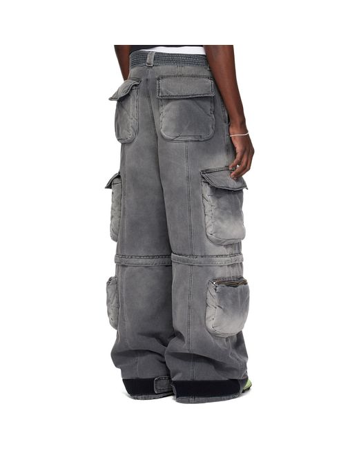 Lu'u Dan Black Wadded Denim Cargo Pants for men