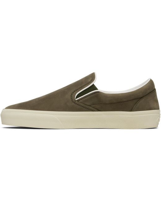 Tom Ford Black Khaki Nubuck Jude Slip On Sneakers for men