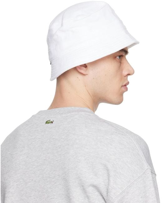 Lacoste White Unisex Organic Cotton Bucket Hat for men