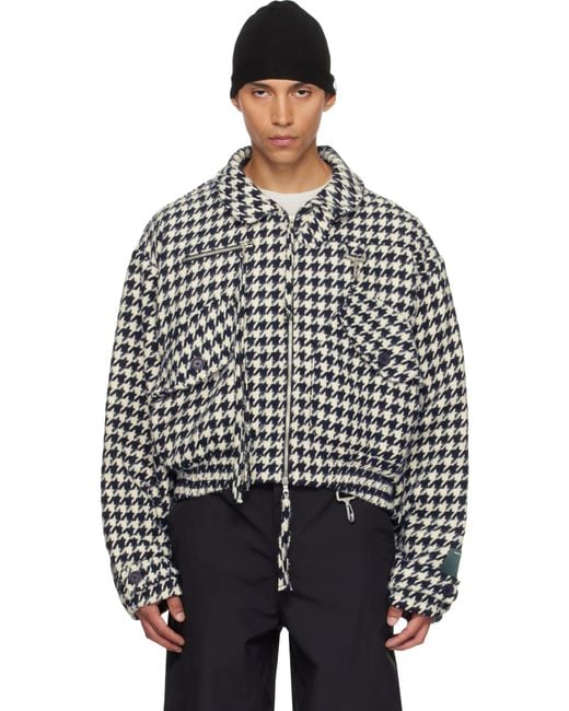 Reese Cooper Black Houndstooth Storm Flap Jacket for men