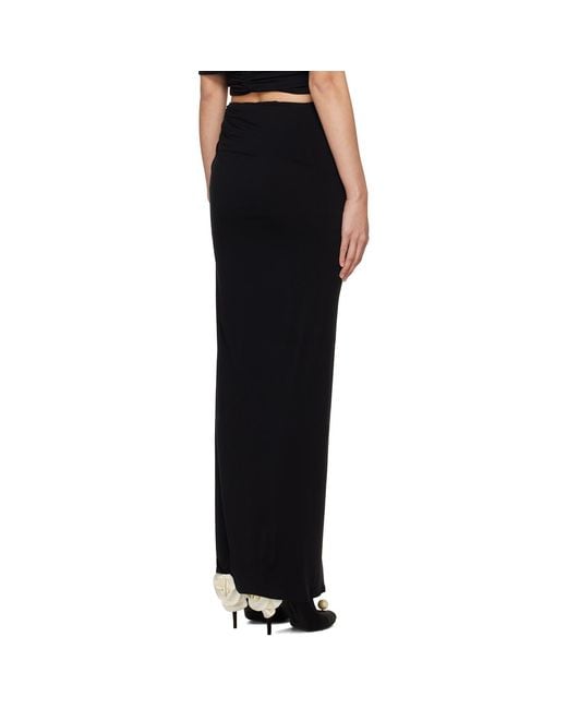 Magda Butrym Black Hip Plunge Maxi Skirt