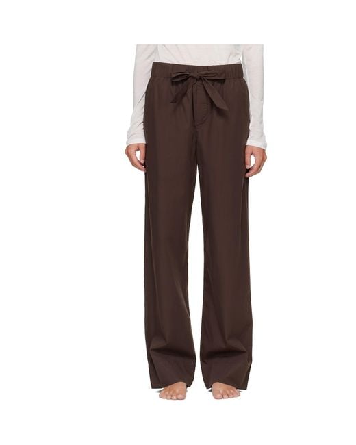 Tekla Brown Poplin Pyjama Pants