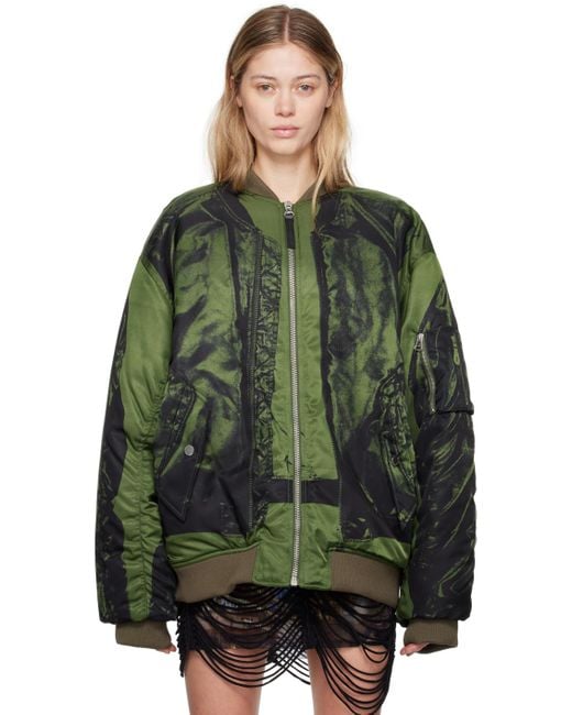 Jean Paul Gaultier カーキ The Trompe L'œil ボンバージャケット Green