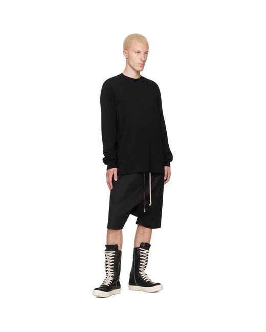 Rick Owens Black Tower Short Crewneck Ls T-Shirt for men