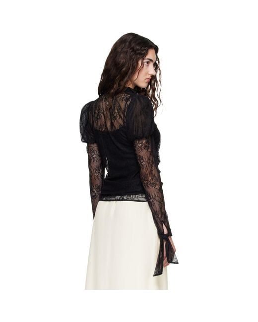 Anna Sui Black Long Sleeve Blouse