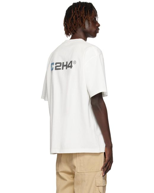 C2H4 White Printed T-shirt for men