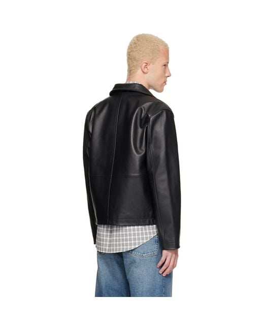 sunflower Black Short Leather Jacket for men