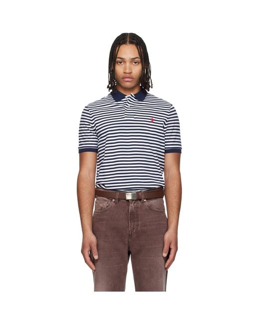 Polo Ralph Lauren Blue Classic Fit Striped Mesh Polo for men