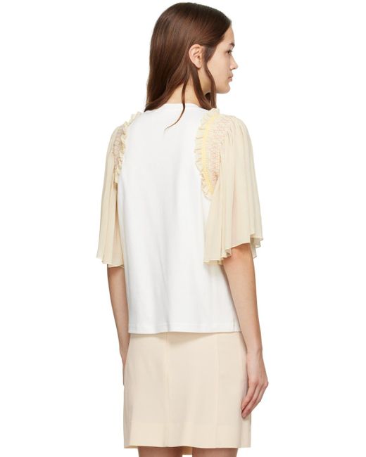 See By Chloé Natural White Paneled T-shirt