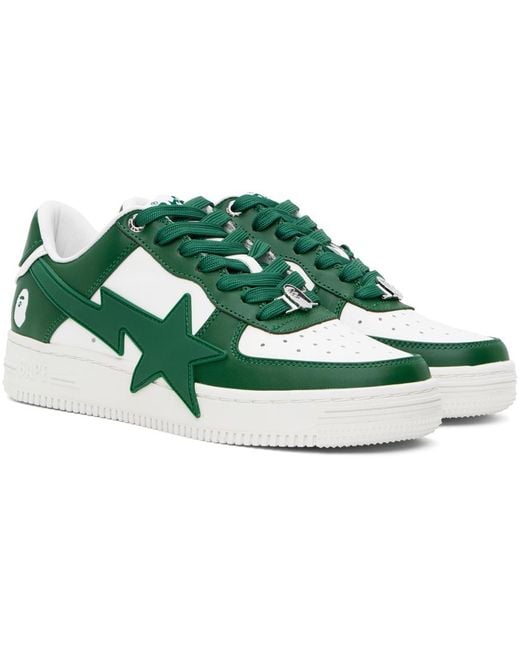 A Bathing Ape Green & White Sta Os Sneakers for men