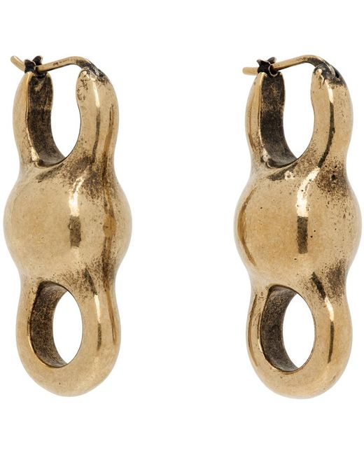 Acne Metallic Gold Antiqued Earrings for men