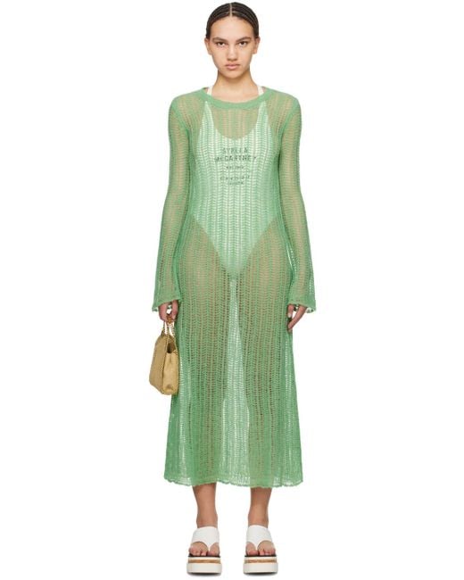 Robe longue verte en tricot à mailles ouvertes Stella McCartney en coloris Green