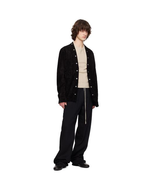 Rick Owens Black Concordians Larry Fogpocket Leather Overshirt for men