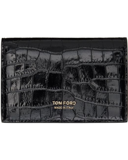 Porte-cartes noir gaufré façon croco Tom Ford pour homme en coloris Black