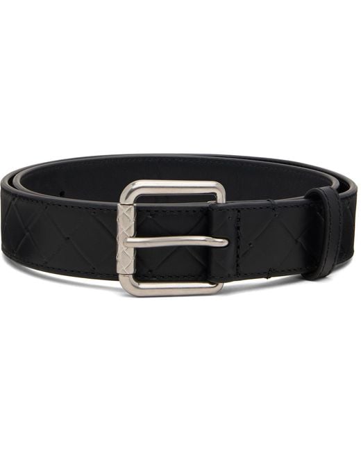 Bottega Veneta Black Intrecciato Stamp Belt for men