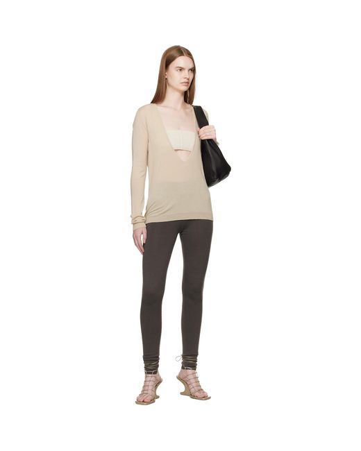Rick Owens Natural Temple Extreme V Neck Pull Sweater