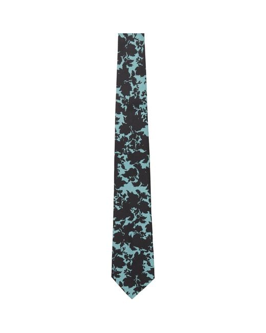 Dries Van Noten Black Printed Silk Tie for men