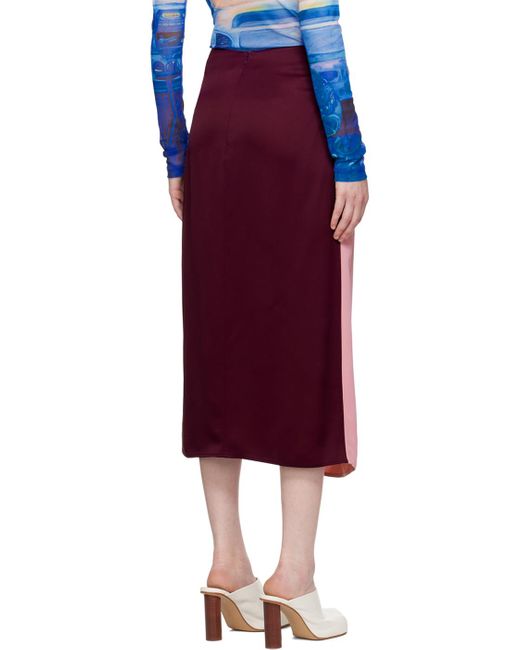 J.W. Anderson Pink Burgundy Twisted Midi Skirt