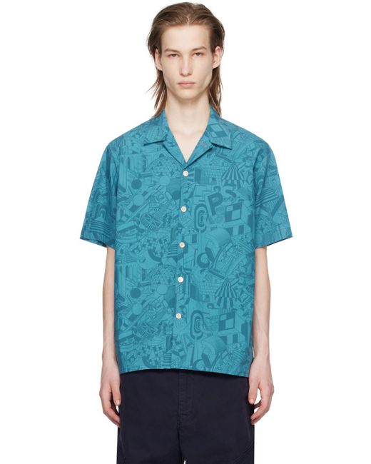 PS by Paul Smith Blue Pattern Shirt for men