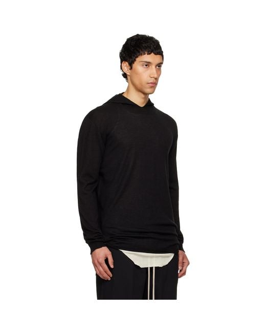 Rick Owens Black Temple Oversized Ls Hoodie for men