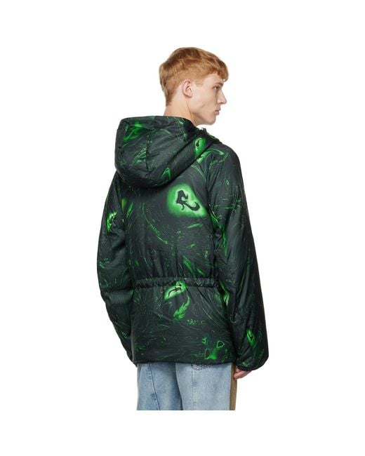 Feng Chen Wang Green Graphic Down Jacket for men
