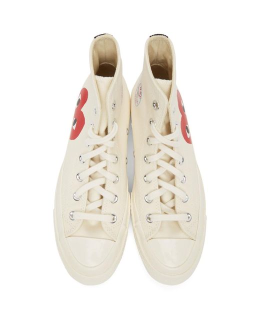 COMME DES GARÇONS PLAY Canvas Off-white Converse Edition Half Heart Chuck  70 High Sneakers for Men - Lyst