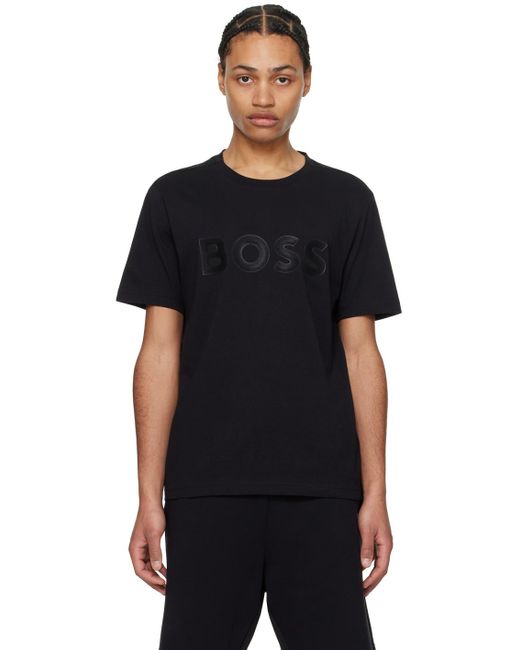 T-shirt noir à col ras du cou Boss pour homme en coloris Black