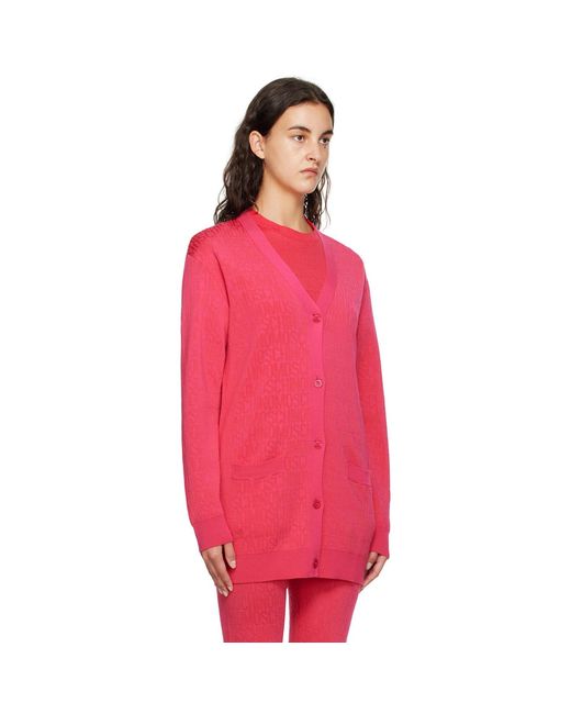 Moschino Red Pink Y-neck Cardigan