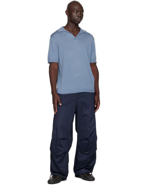 Emporio Armani Blue Drawstring Cargo Pants for men