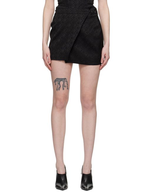 Mini-jupe noire à motif moon et à carreaux - line MARINE SERRE en coloris Black
