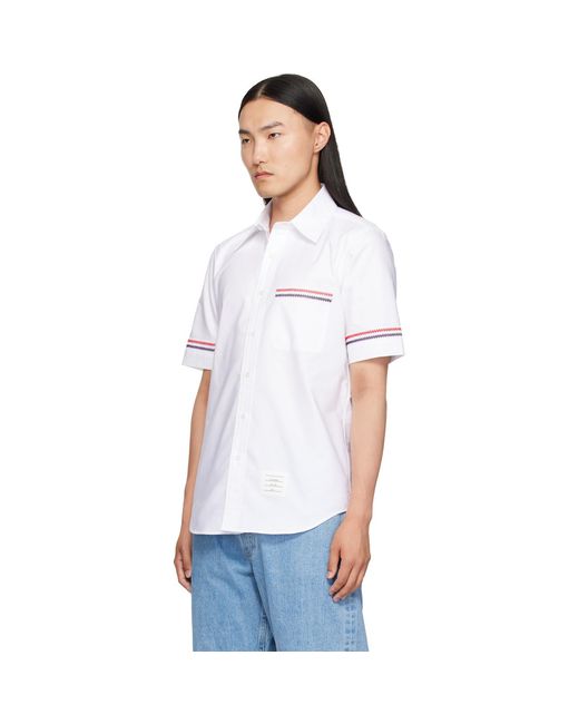Thom Browne White Straight Fit Oxford Shirt for men