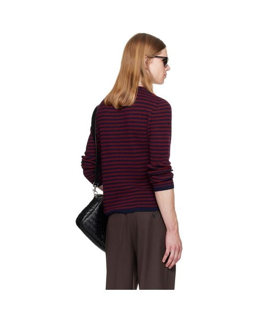 TONYWACK Purple Merino Wool Essential Stripe Sweater for men